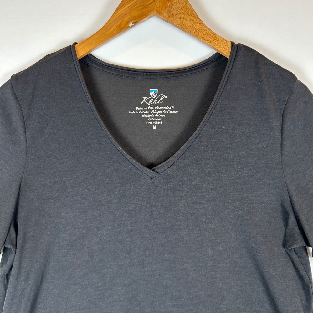 Kuhl Black V Neck T Shirt Top Womens Size M Lightweight Basic Tee - Picture 11 of 12